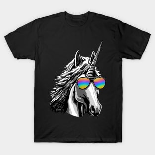 Cool Unicorn With Rainbow Sunglasses T-Shirt